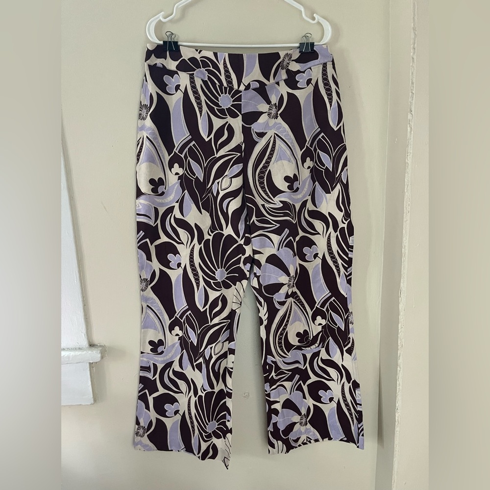 NWT Rixo Chocolate Abstract Shell Mumbai Pants sz L, UK 14, US 10 resort